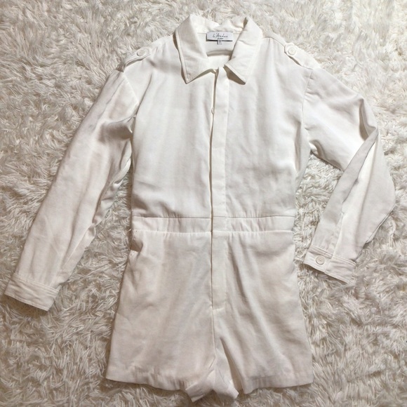L’Academie Dylan Romper Revolve White Medium Lightweight Twill Spring Summer S * - Picture 3 of 10